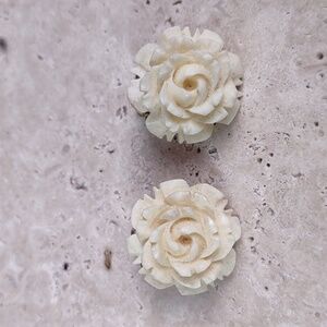 Vintage Carved Celluloid Rose Earrings